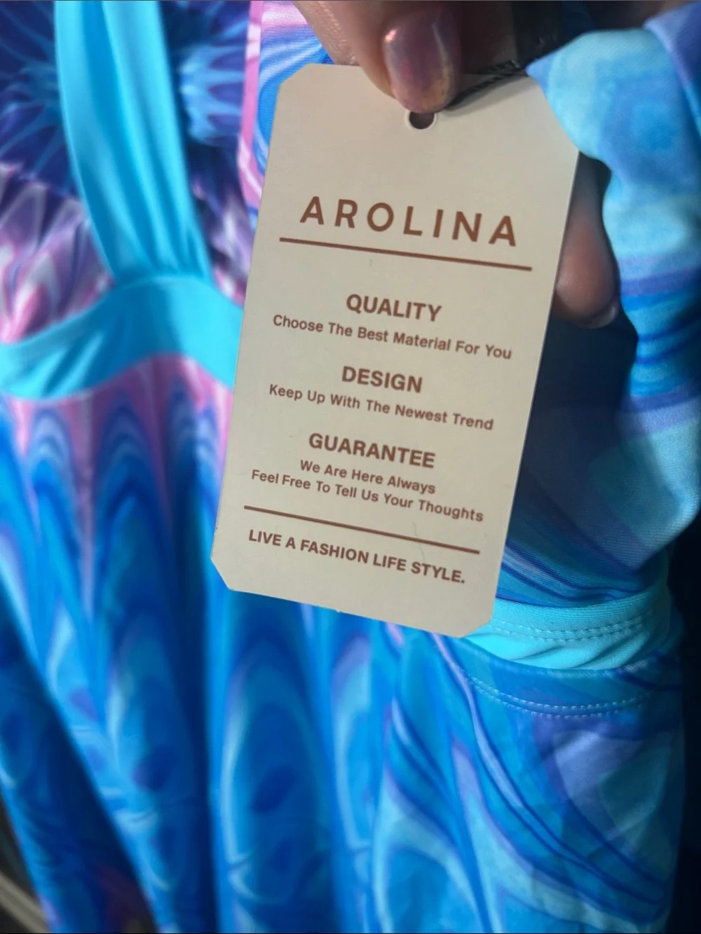 Arolina Blue & Pink Swirl One-Piece Swimdress with biker shorts